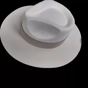 Teressa Foglia Western Fedora Hat Lg-XL White Curateur MSRP 100% Wool Handmade - Picture 1 of 15