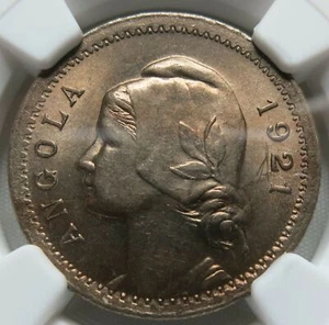 ANGOLA Portuguese Portugal colonial 20 centavos 1921 NGC MS 64 UNC Africa Nickel - Picture 1 of 3