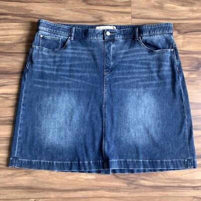 Falda vaquera Soft Surroundings para mujer 2X azul corta elástica jean mini bolsillos Foto 1 de 4