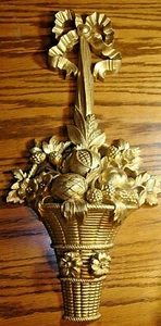 Vintage Homco 4828-2 Hollywood Regency Gold Obststrauß Wandhalterung USA 633/743 - Bild 1 von 4