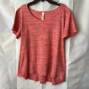 LuLaRoe Irma Tunic Top Hi-Lo Hem Short Sleeve Casual Blouse Coral L - Picture 1 of 4