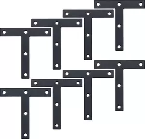 Flat Corner Brackets, Black Stainless Steel Mending Plates, Pack of 8 - Picture 1 of 12