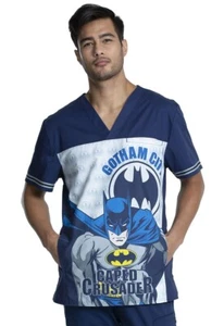 nurse Scrub Batman nurse Scrubs DC Comics V Neck Top small - Picture 1 of 4