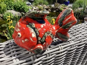 FISCH 🐟 KERAMIK - HANDARBEIT GARTENDEKO ROSENKUGEL STELENSPITZE - Bild 1 von 2