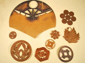 JAPANESE KATAGAMI SAMURAI CRESTS - 1930's KIMONO STENCILS - ART LOT  (LC7302) - Picture 1 of 5