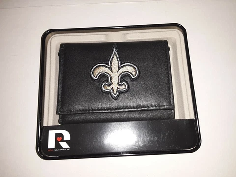 New Orleans Saints NFL Embroidered Leather Tri-fold Wallet Cover