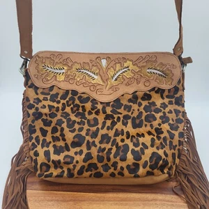 Leather Cowgirl Hide Purse Handbag Western Leopard W/ Shlder Strap Bag (159.00) - Picture 1 of 24