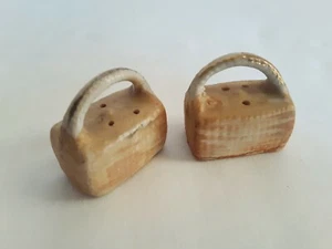 Vintage Box Handtasche Salz Pfefferstreuer geflochten Handtasche goldene Griffe Korb 1,5" - Bild 1 von 11