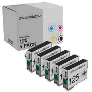 Ink Cartridge Replacements for Epson 125 (Black, 5-Pack) - Picture 1 of 7