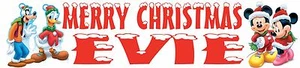Personalised Christmas Banner - Mickey & Minnie Mouse, Donald Duck & Goofy - Picture 1 of 1