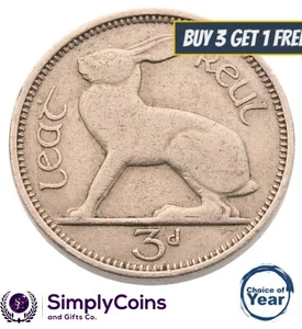 IRISH IRELAND EIRE THREEPENCE 3d COIN - 1928 - 1969 - CHOICE OF YEAR/DATE - Picture 1 of 1