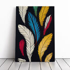Retro Feathers No.5 Canvas Wall Art Print Framed Picture Home Decor Living Room