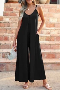 V-Neck Spaghetti Strap Jumpsuit - Picture 1 of 13