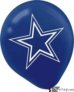 amscan Dallas Cowboy Football 12in Round Latex Balloons, 6 CT, Blue White - Picture 1 of 1
