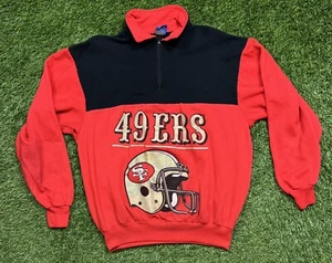Vintage 90's San Francisco 49ers NFL 1/4 Zip Pullover Sweatshirt Men's L USA - Picture 1 of 8