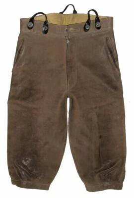 Trachten- Kniebund- LEDERHOSE / Trachtenhose in khaki- oliv ca. Herrengr. 42-44 - Bild 1 von 2