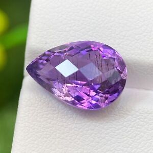 6.90ct Amethyst Purple Natural Pear Checkerboard Cut Faceted Gem From Sri Lanka