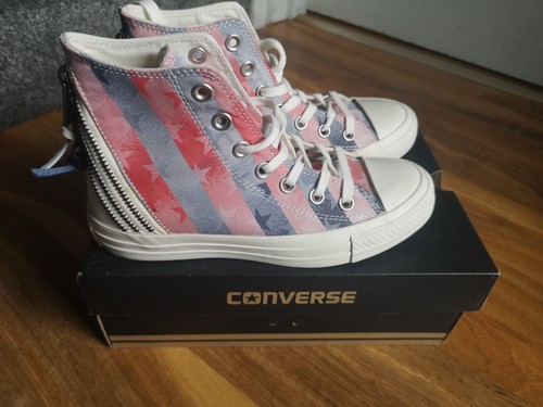 Scarpe da ginnastica Converse All Star Tri Zip USA Flag Stripe taglia 4 UK nuove