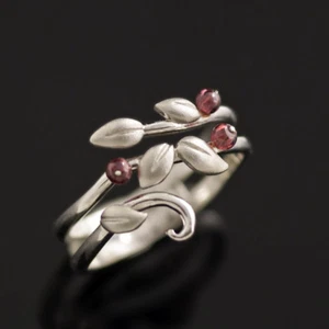 Danish Silver Ring w/ Garnets - Lund Copenhagen - Picture 1 of 1