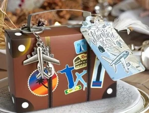Koffer - Geschenkschachtel mit Flugzeuganhänger Geschenkverpackung 8,3 X 12 Cm - Bild 1 von 2