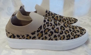 Wonderly Bryna Knit Sneaker Size 8M NIB Leopard Print Slip On Hidden Heel Nonski - Picture 1 of 19
