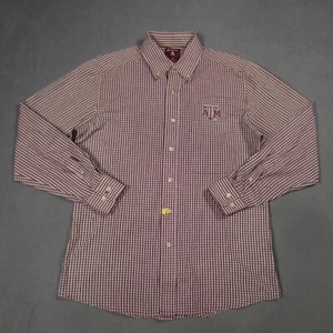 Texas A&M Aggies Antigua Shirt Mens Medium Maroon Plaid Button Down - Picture 1 of 14
