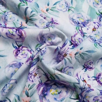 1 yard X 1.4 meter Floral Dress Fabric Soft Viscose Rayon Material Summer - Image 1 of 4