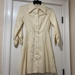 Vintage Damen Kleid Langarm cremefarben Maße siehe Bilder  - Bild 1 von 19