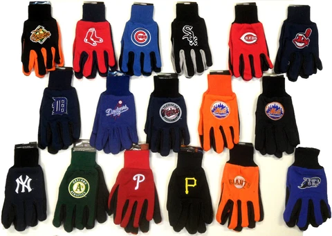 NWT MLB No Slip Utility Work Gloves With 3D Team Logo Baseball FREE SHIPPING NEW Cover