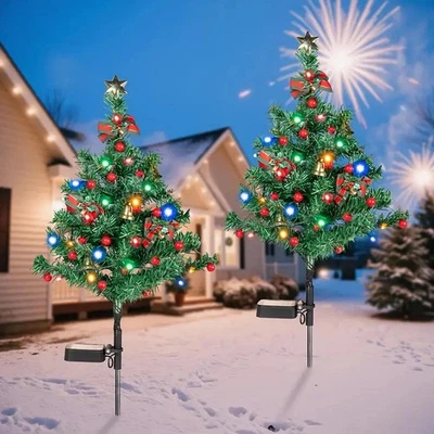 1PC Solar Christmas Tree Garden Stake Lights Waterproof Outdoor Xmas Tree Lights - Image 1 of 4