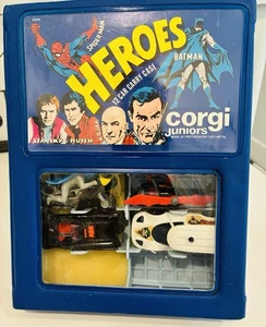 Vintage 1978 Corgi Juniors Heroes 12 car Carry Case With (4) Batman Vehicles VG - Picture 1 of 9