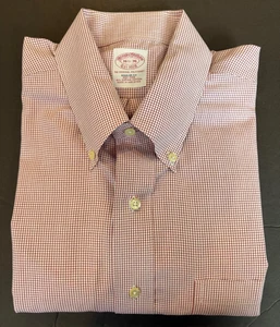 Camisa de vestir Brooks Brothers para hombre 16,5-36 ajuste regular rojo cuadros algodón Supima NUEVA - Imagen 1 de 10