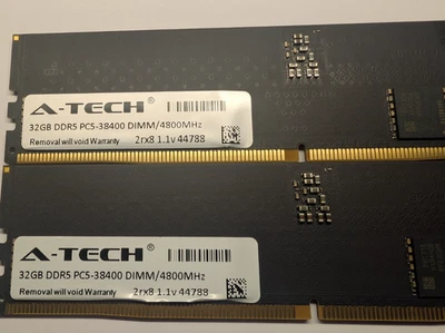 A-Tech (micron) 64GB (2x32gb) RAM Kit DDR5 4800mhz CL40 UDIMM - Image 1 of 3