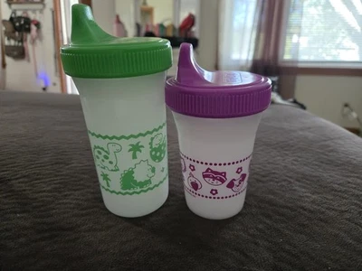 Vintage Playtex Sippy Cups Green & Purple 1990’s With Valves - Image 1 of 4
