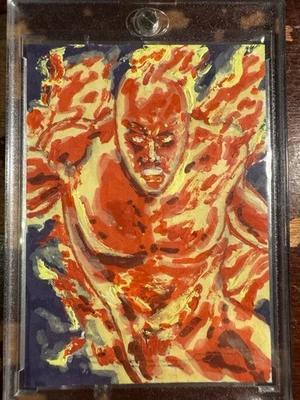 2025 Topps Marvel Comic Book Heroes Human Torch Sketch Card 1/1 Roberto Mamani - Image 1 of 4