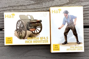 SET OF HAT 1/72 WW I BRITISH QF 4.5" HOWITZER GUNS & 32 CREW SET 8256 & 8243 NIB - Picture 1 of 9