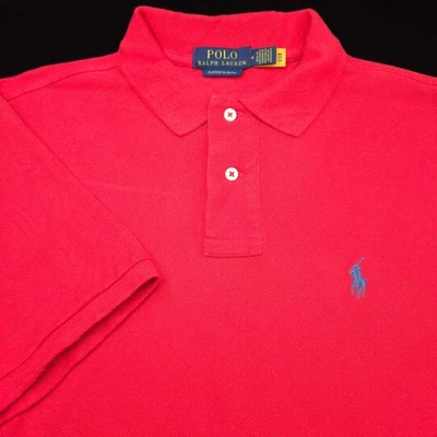 Polo Ralph Lauren Shirt-M Custom Slim Fit Coral Red Mesh -Blue Pony Golf - Image 1 of 4