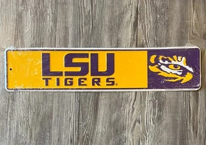 LSU Tigers 18" x 4" Licensed Embossed Aluminum Sign - Picture 1 of 2
