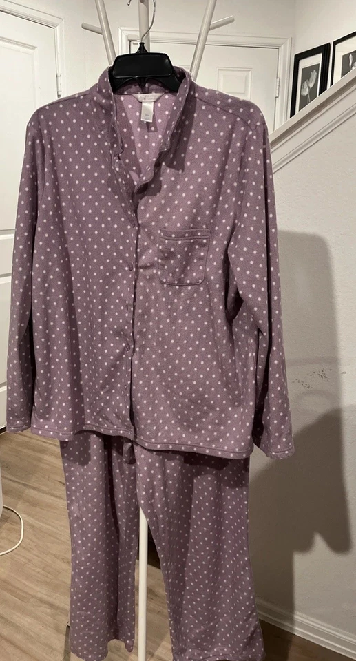 Addona 2 piezas Poliéster Spandex Ropa de Salón Conjunto Pantalón PJ Talla XXL Vellón Púrpura Foto 1 de 4