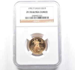 1992-P $10 American Gold Eagle 1/4 Oz 0.25 Oz PF70 UCAM NGC *9738 - Picture 1 of 3