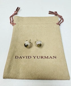 Pendientes David Yurman Plata de Ley 925 Piedra Citrino Lima Diamante CVD - Imagen 1 de 5