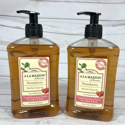 A La Maison Liquid Hand Body Soap STRAWBERRY Olive Argan Oil 16.9oz (2pack) - Image 1 of 4