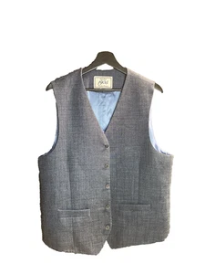 Classic Jos A Bank 1905 Blue Waistcoat Vest Size Large- Linen & Wool - Picture 1 of 5