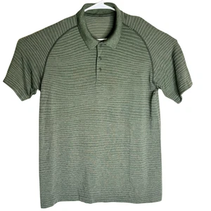 Lululemon Men's Metal Vent Tech 2.0 Striped Polo Shirt Rosemary Green Size Large - Picture 1 of 6