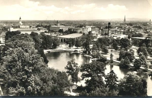Karlsruhe Stadtgarten Germany Aerial View 1961 RPPC Real Photo Postcard - Picture 1 of 2