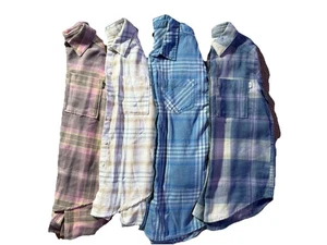 Conjunto de camisas de franela 9/10 abercrombie niñas manga larga abotonada a cuadros - Imagen 1 de 6