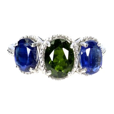 925 Sterling Silver Ring Oval Chrome Diopside 8x6mm Yanite Gemstone Jewelry Sz 7 - Image 1 of 4