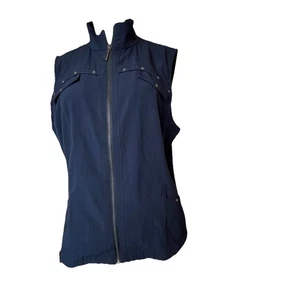 ZENERGY by Chico's Navy Blue Full Zip Poly Spandex Grommet Vest 3 (XL 16) - Picture 1 of 13