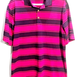 Camisa Polo de Golf Nike XL - Rayas Rosa Púrpura, Poliéster Dri-FIT, 30" de Largo - Imagen 1 de 7