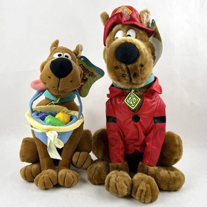 Scooby Doo Fireman Cartoon Network Plush 14" & Easter Scooby Doo 12” W/ Tags - Picture 1 of 24